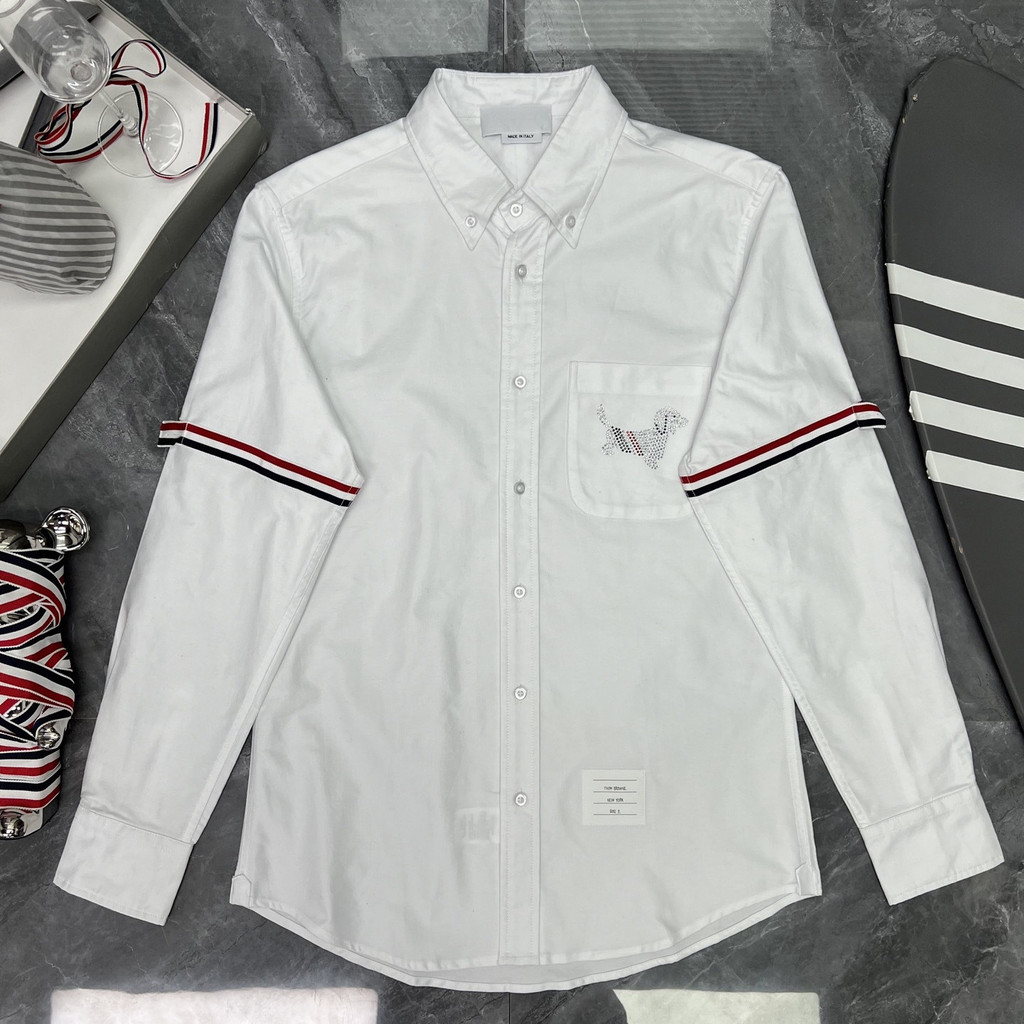VUPG TB- Spring and autumn season, long-sleeved shirt with double-sleeve ribbed stripes, pockets, and a pointed collar,