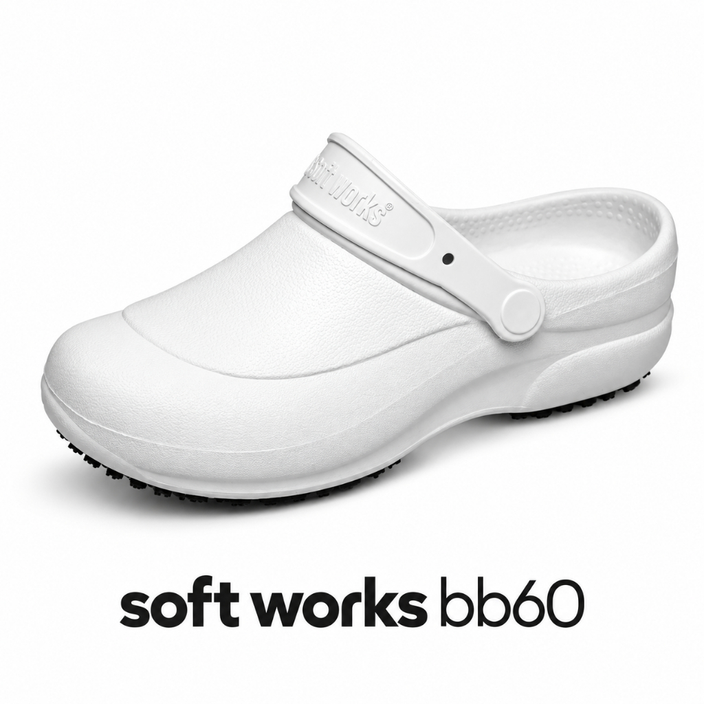 Soft Works BB60 Bota EVA Branca Antiderrapante Profissional Hospital Cozinha