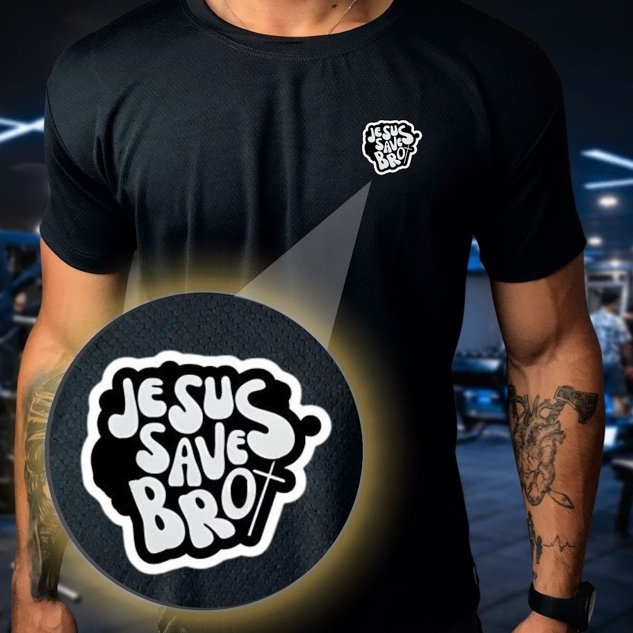 Camisa Dry Fit  Masculina - Jesus Saves 02 - Academia, Corrida, CrossFit,  AntiOdor - Alta Durabilidade