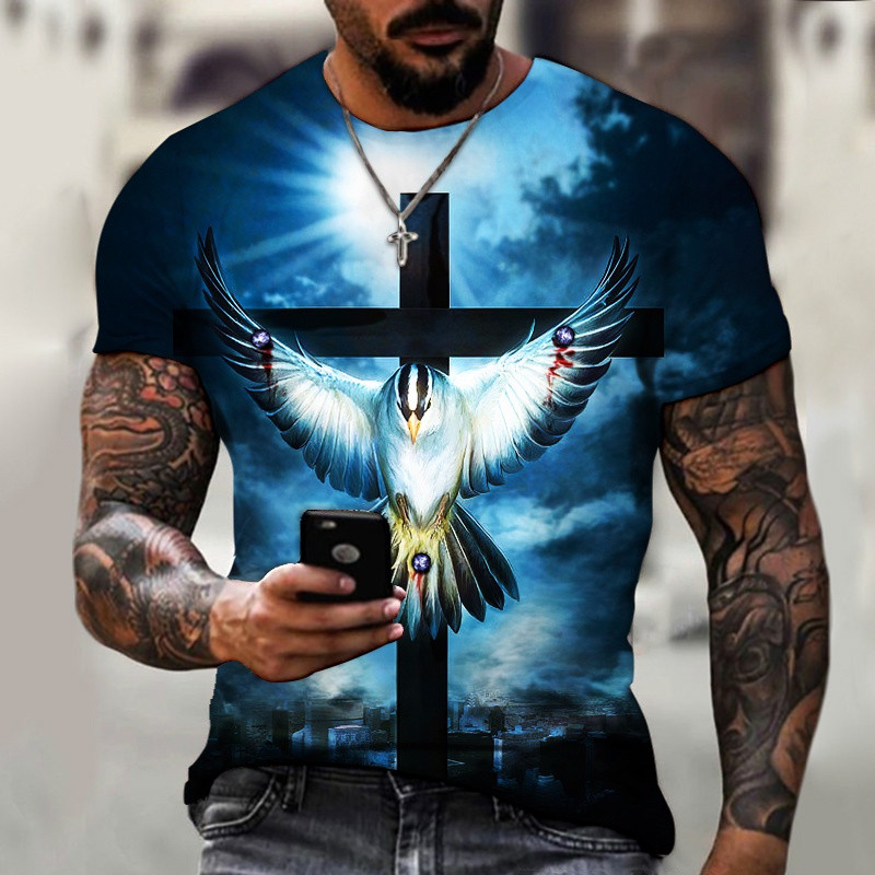 Lucky Cross Jesus Religioso Camiseta Masculina E Feminina 3D Impresso Camisetas De Grandes Dimensões Manga Curta Rua Har