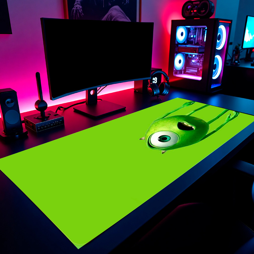 Mouse Pad Mike Wazowski Gamer 65x30cm  80x40cm  90x50cm  120x60cm Borda Costurada