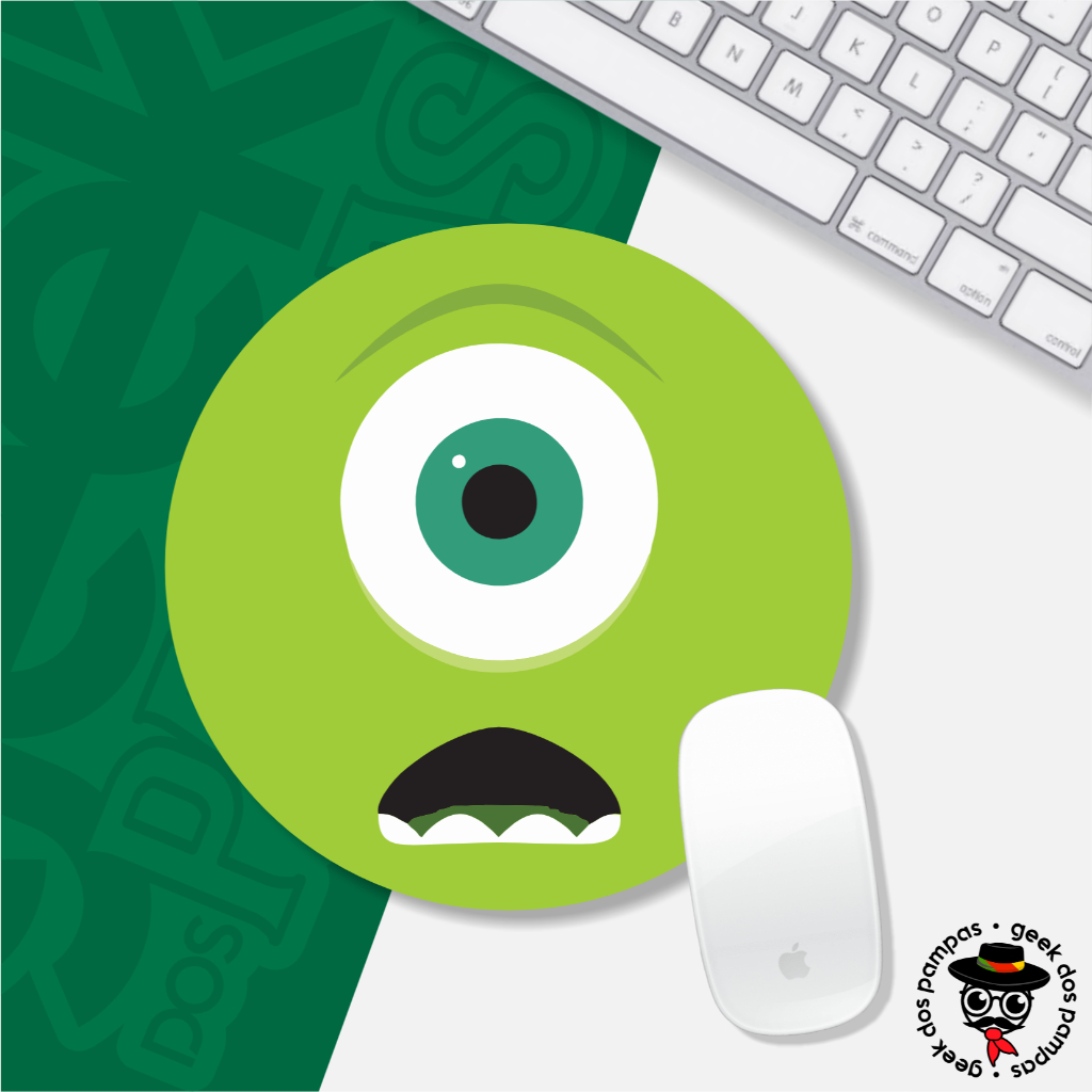 Mouse Pad Redondo Mike Wazowski Monstros S.A Base Emborrachada