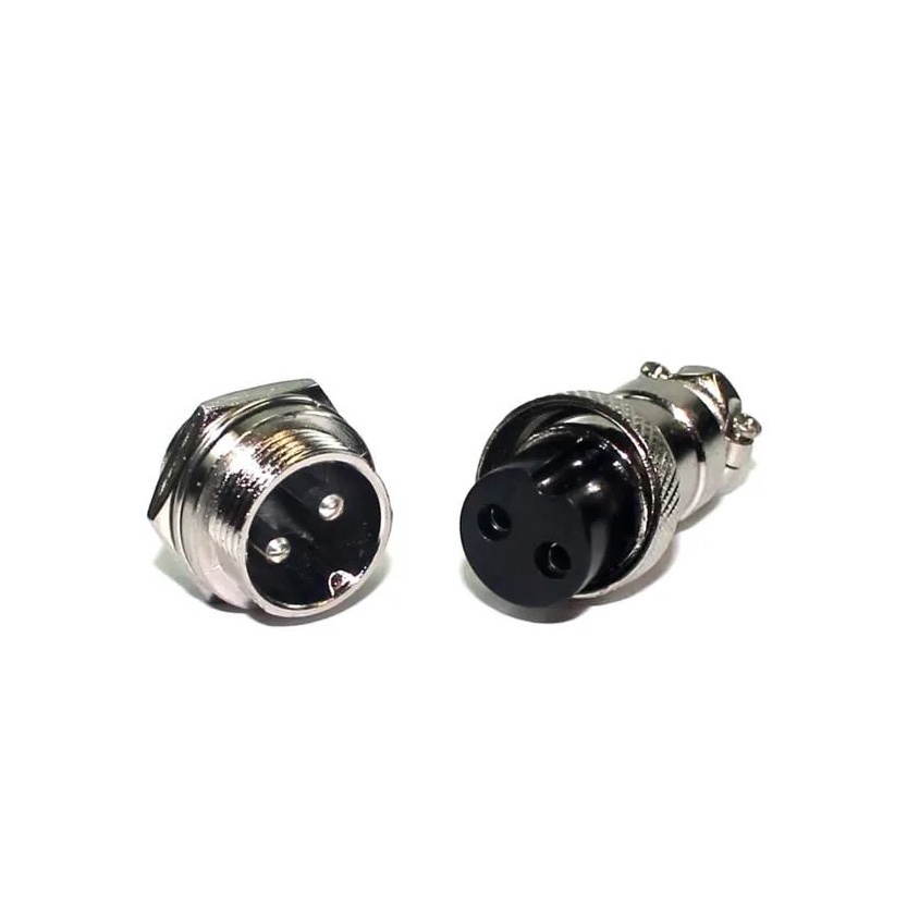 Kit 5 Pares Conector Circular Mike 2 vias Macho/Fêmea GX16