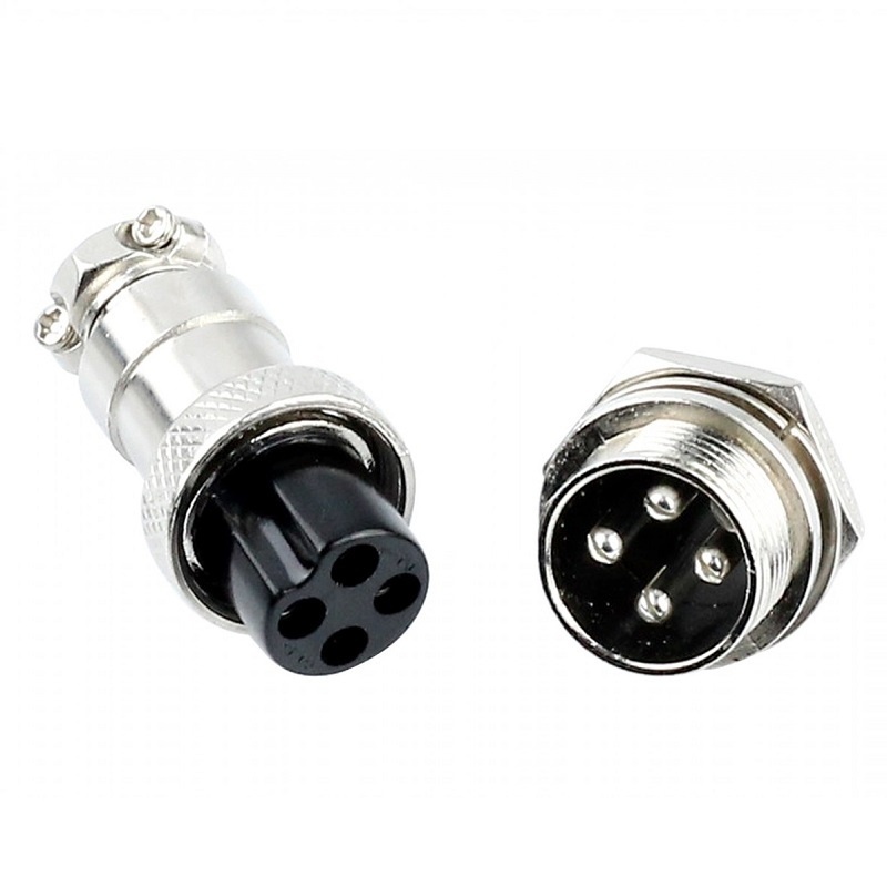 Kit 5 Peças Conector Circular Mike 4 vias Macho/Fêmea GX16