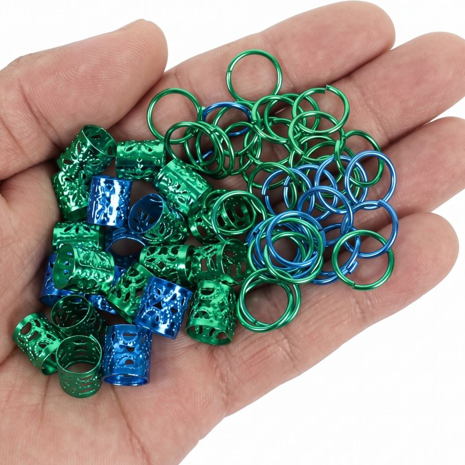 kits 20-40 De Anéis e argolinhas Para trança afro box nago verde,azul
