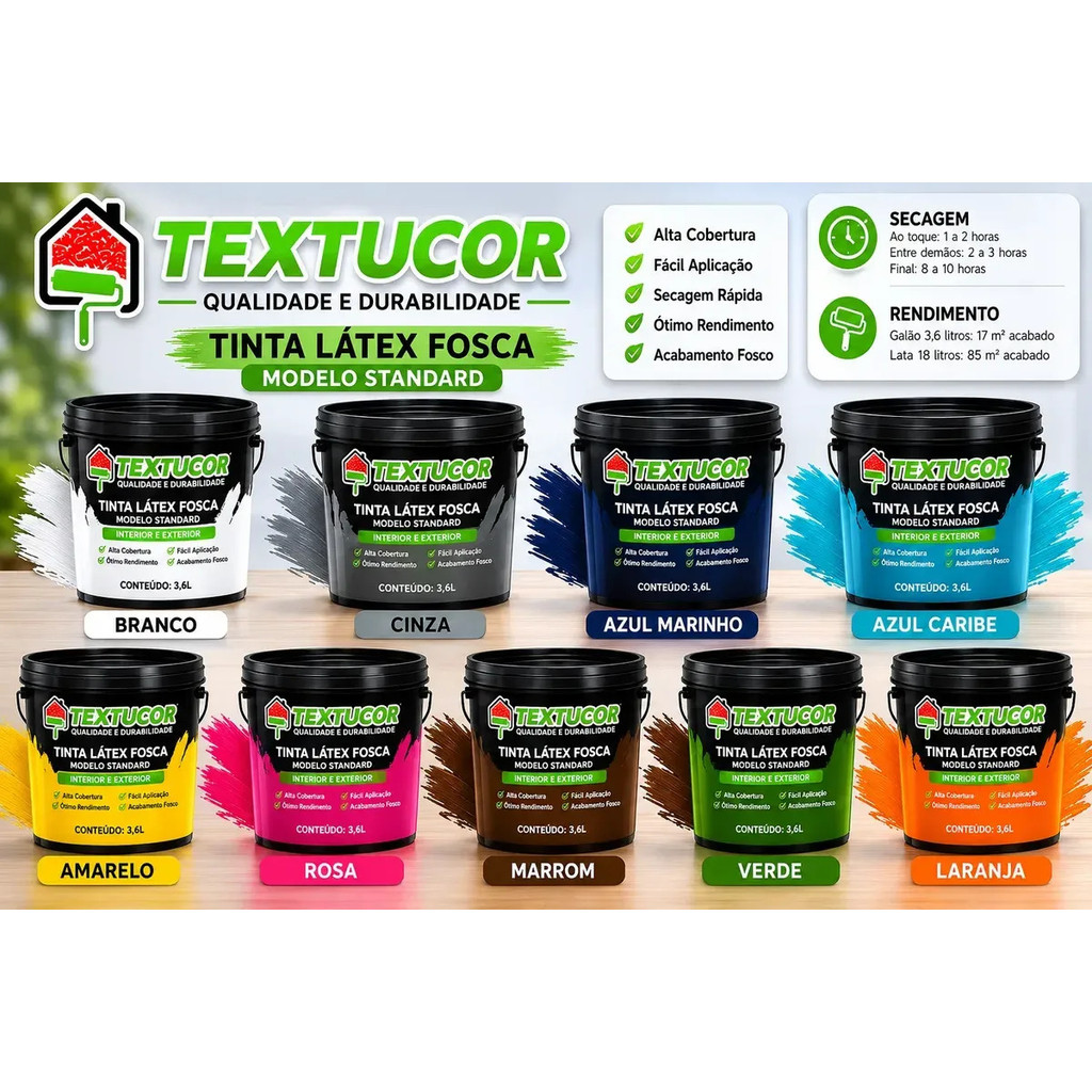 Textucor Tinta Látex Fosca 3,6l Verde Interno Externo Verde