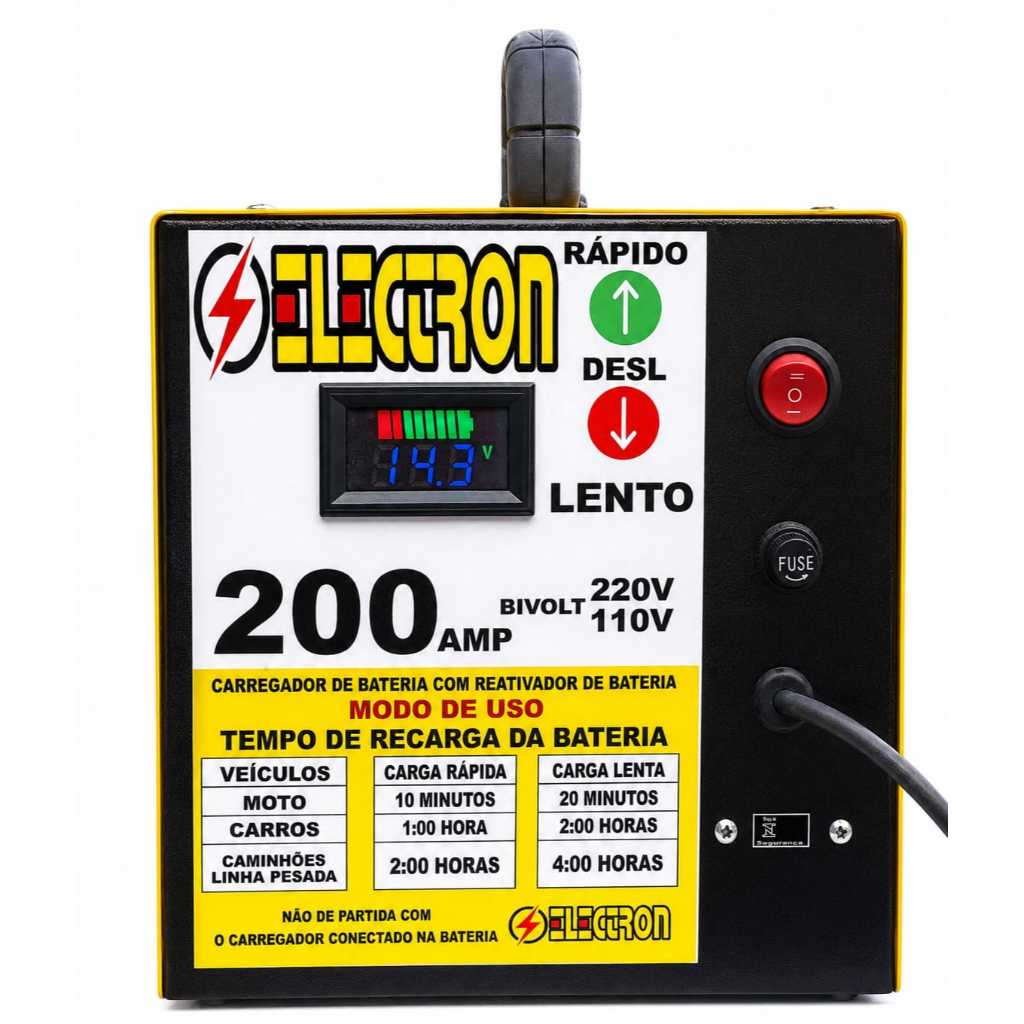 Carregador de bateria automotivo inteligente 12 V - Display Digital Automático ELECTRON