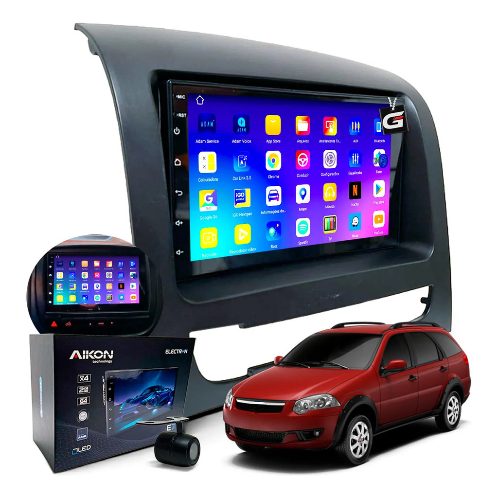 Multimidia Qled Electron Carplay S/ Fio Palio Weekend 13-20