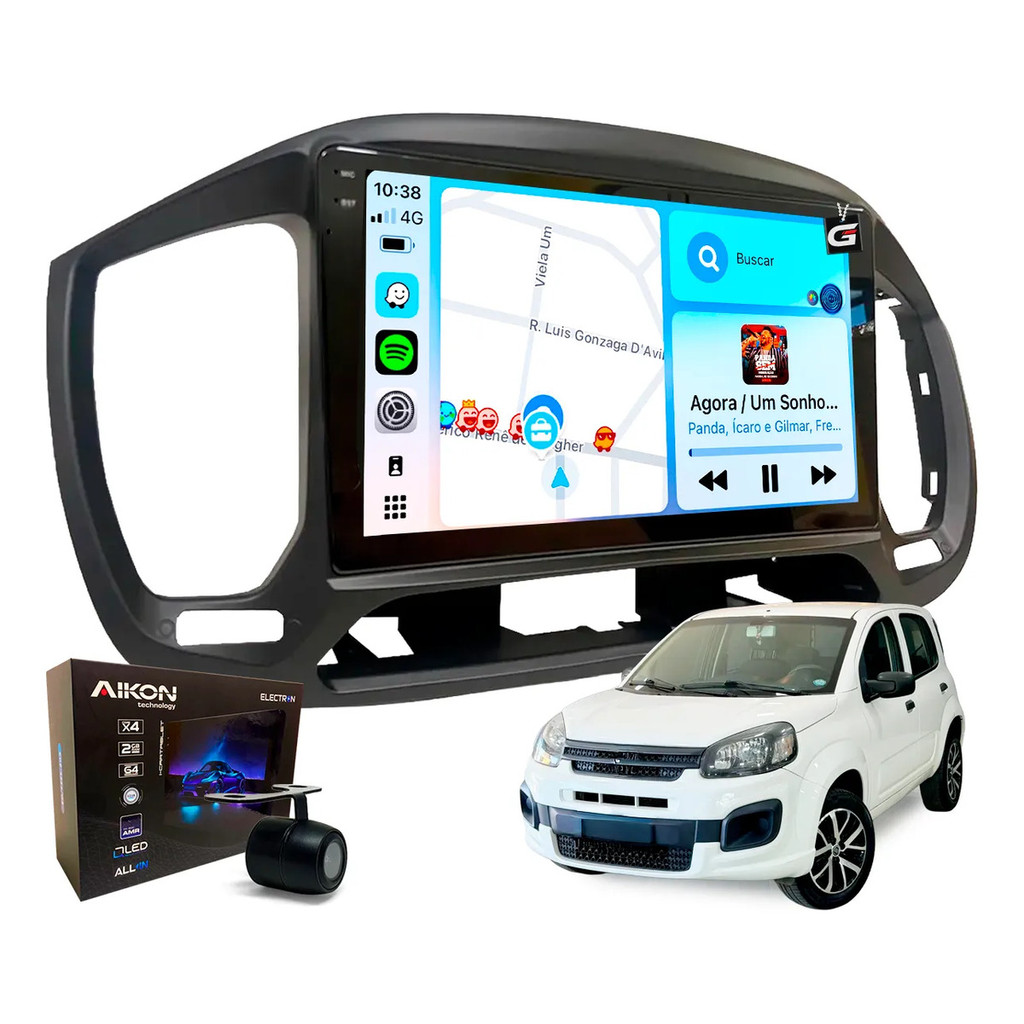 Multimidia Qled Electron Carplay S/ Fio Uno 64gb 2015 Ao 21