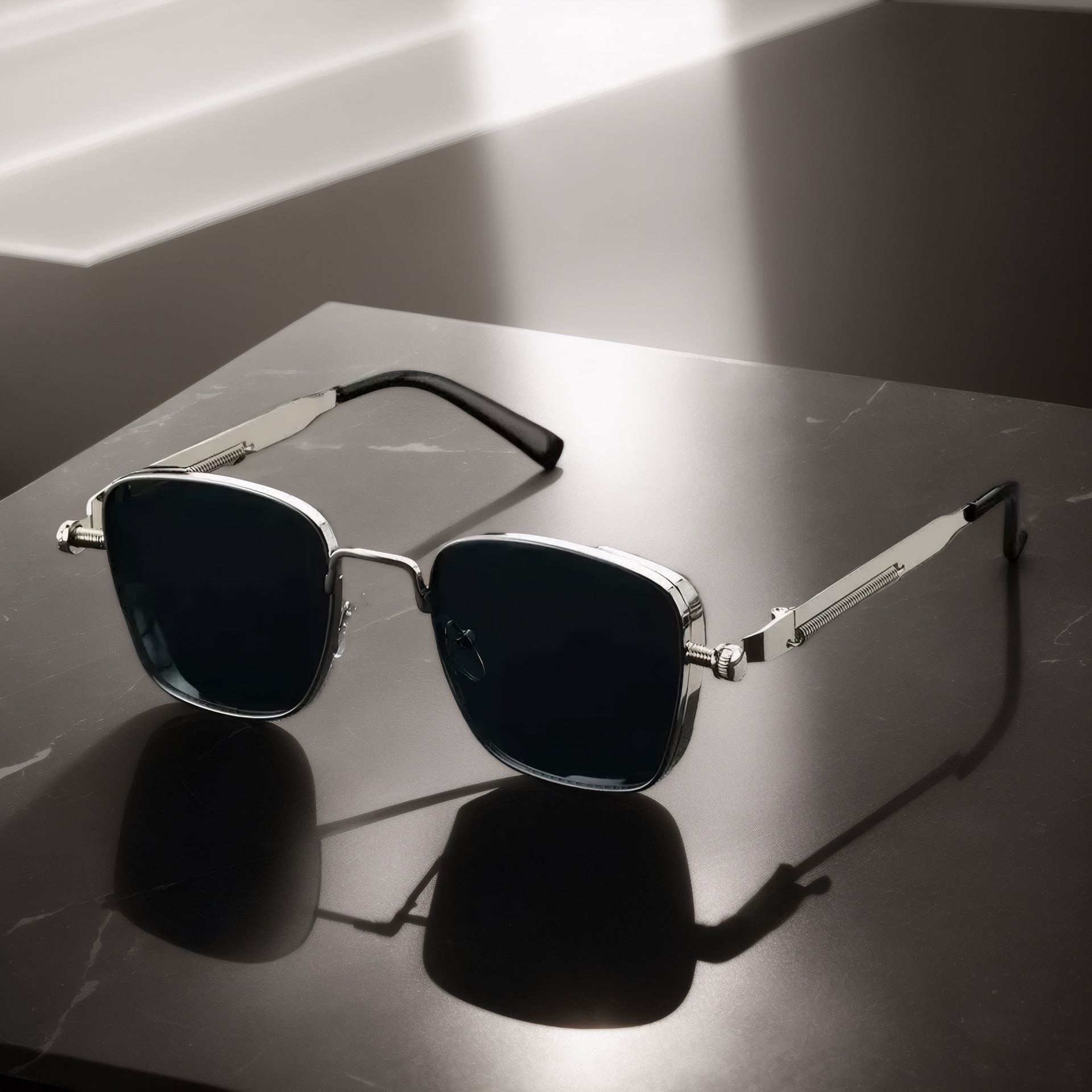 Óculos De Sol Steampunk Square Frame Retro Metal UV400 Proteção Para Homens E Mulheres