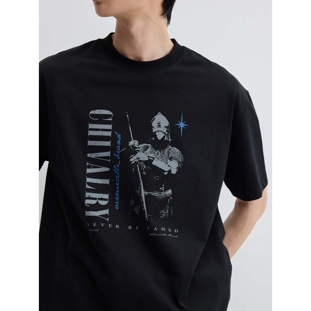 VMCL Medieval Knight Element Print Solona Legal Solto Camiseta de Manga Curta Homens Mulheres 26SS vermicelli