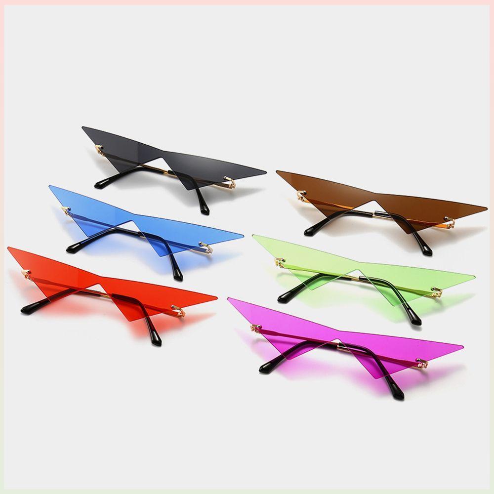 ME Óculos De Sol Triangulares Femininos UV400 Ocean Lens Rimless One Piece Sun Glasses