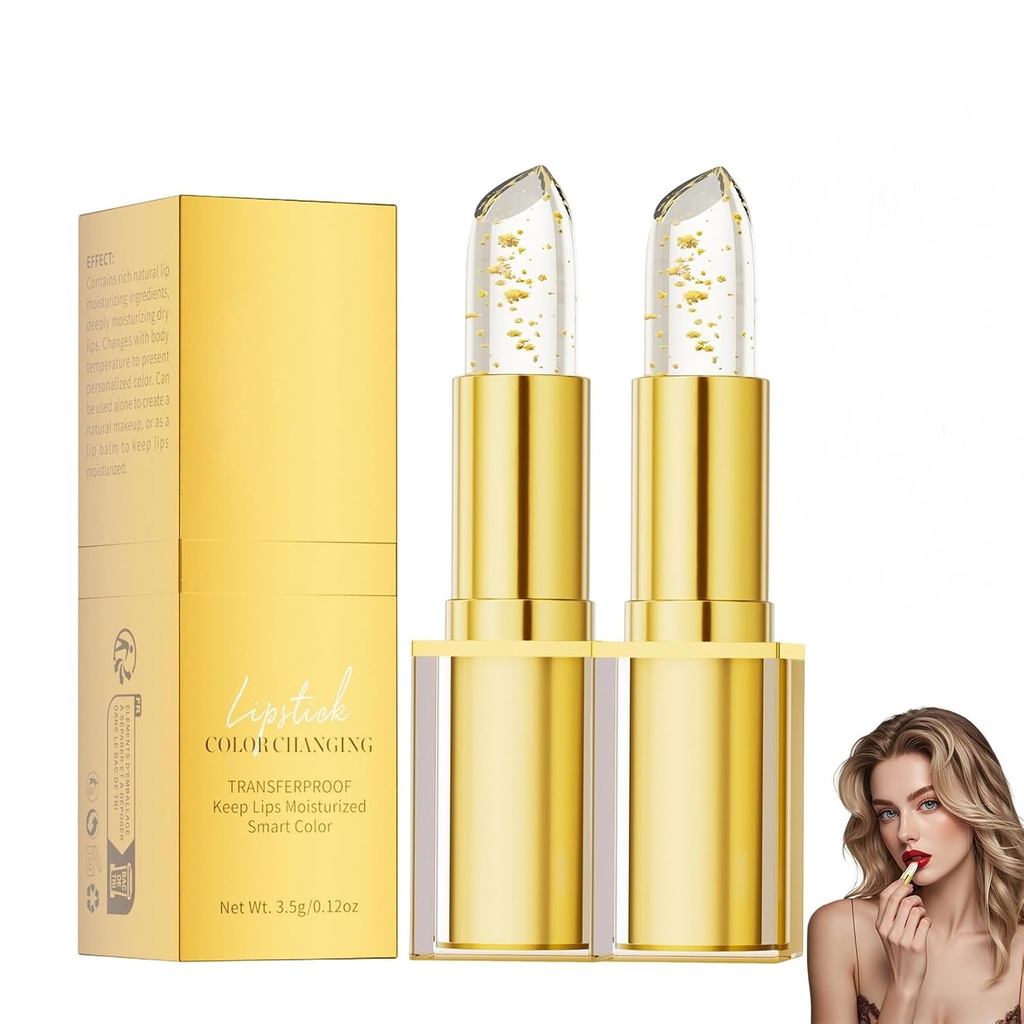2 Peças True Tone ﻿ Batom com Ajuste de pH para Mulheres, Batom Transparente que Muda de Cor, Hidratante e Não Pegajoso,