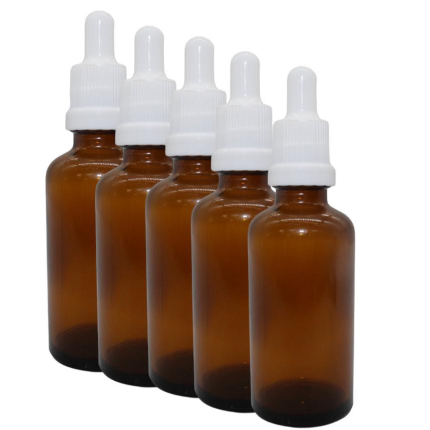 Frascos Conta Gotas 30ml Vidro Âmbar (10 Unidades) E Tampa Com Lacre