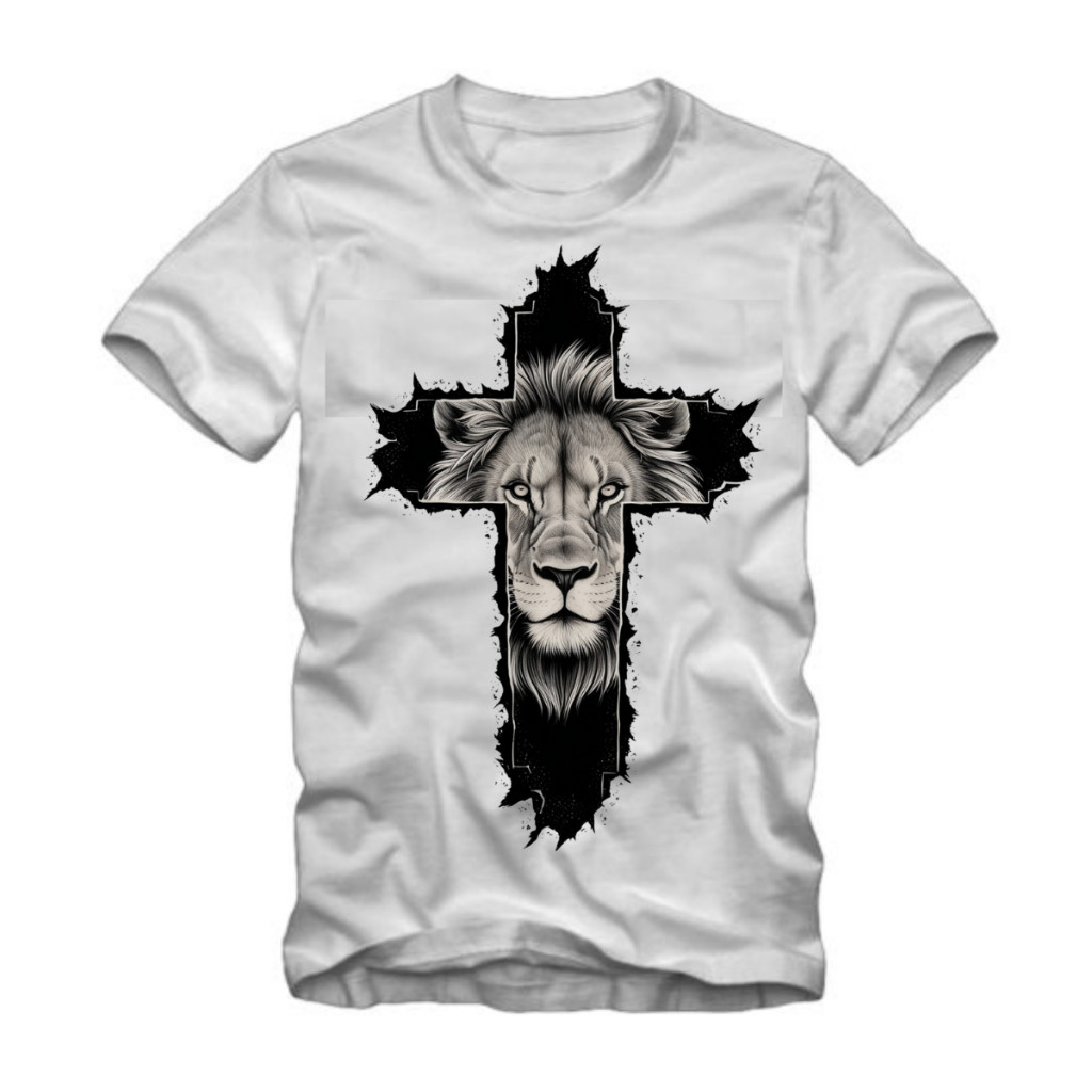 Camiseta jesus fé Estampa Religiosa Cruz Leão Envio Rapido 100% Algodão