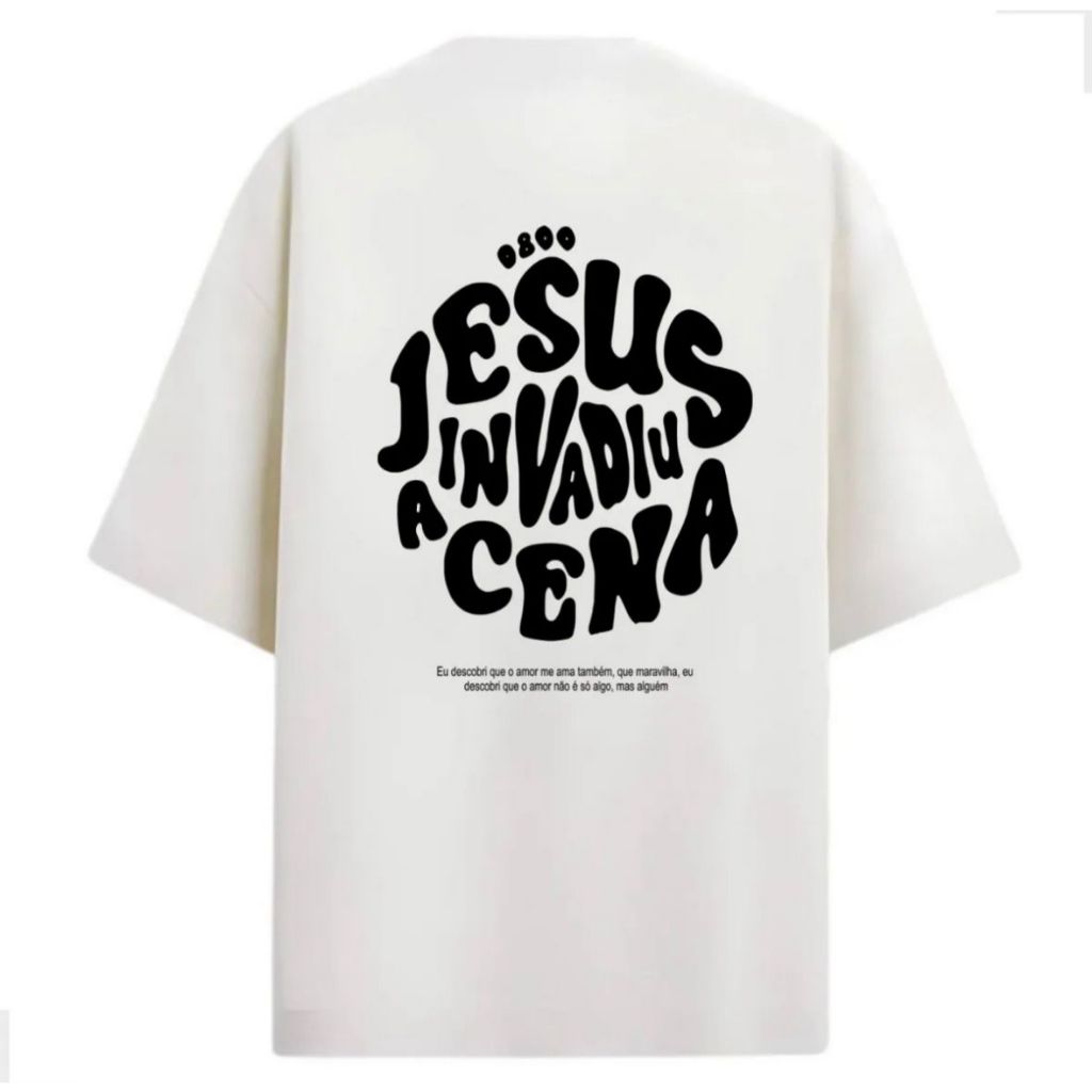 Camiseta Masculina Estampa Jesus Invadiu a Cena Streetwear Premium 100% Algodão Casual