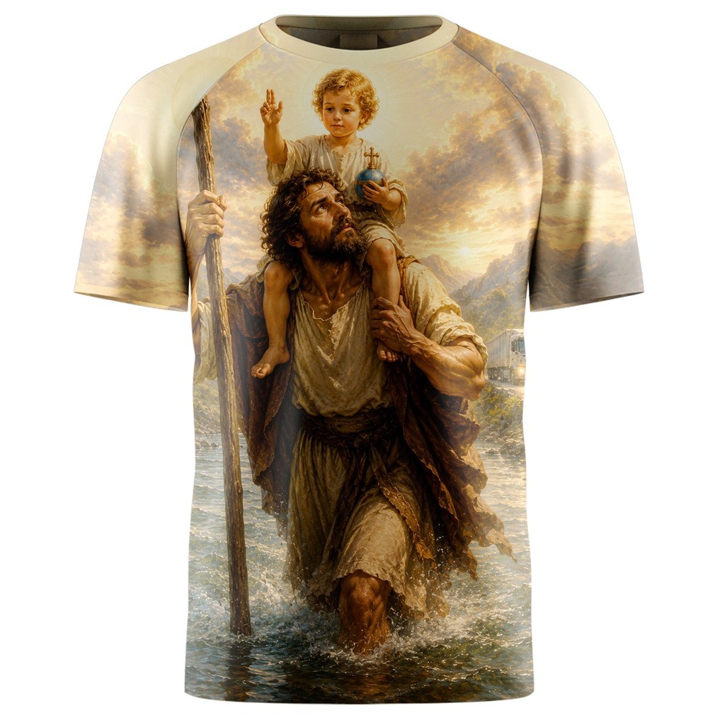 Camiseta Masculina Dry Fit São Cristóvão E Menino Jesus
