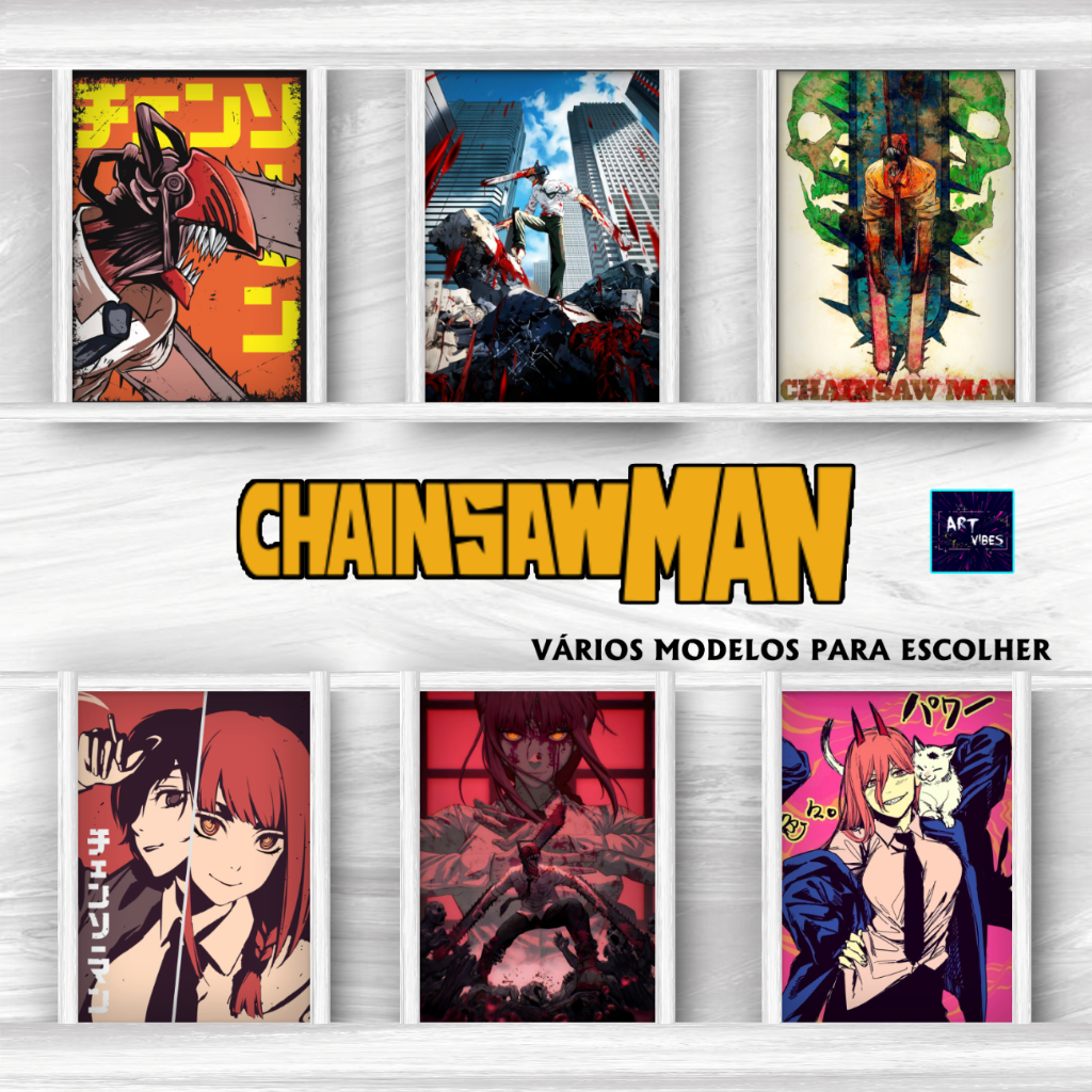 Kit Placas Decorativas Quadros Chainsaw Man Anime Decoração Geek