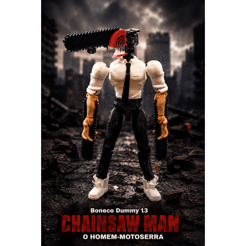 Boneco Dummy Aritulado Chainsaw Man O Homem-Motoserra Varias Poses - Entregue Montado