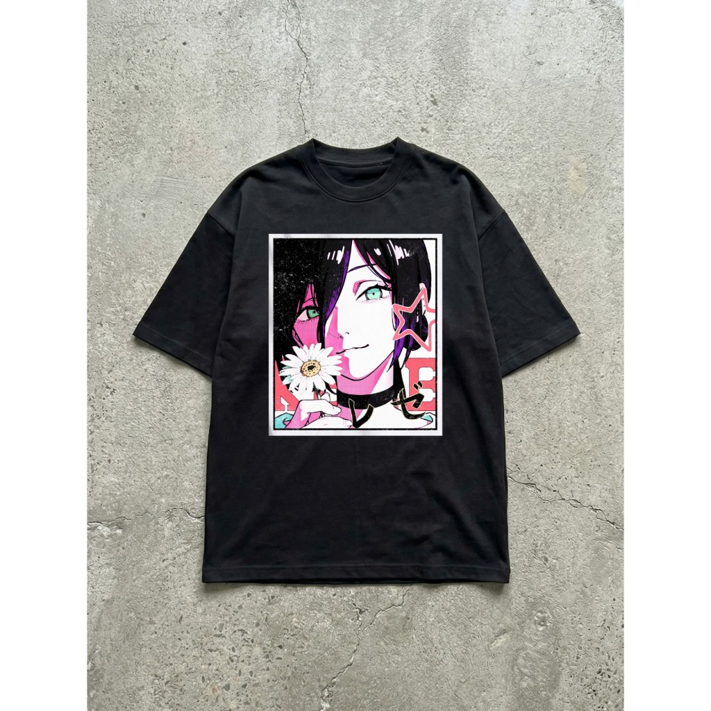 Camiseta Oversized Anime Chainsaw Man Reze Estilo Japonês Unissex Algodão Streetwear Geek Nerd
