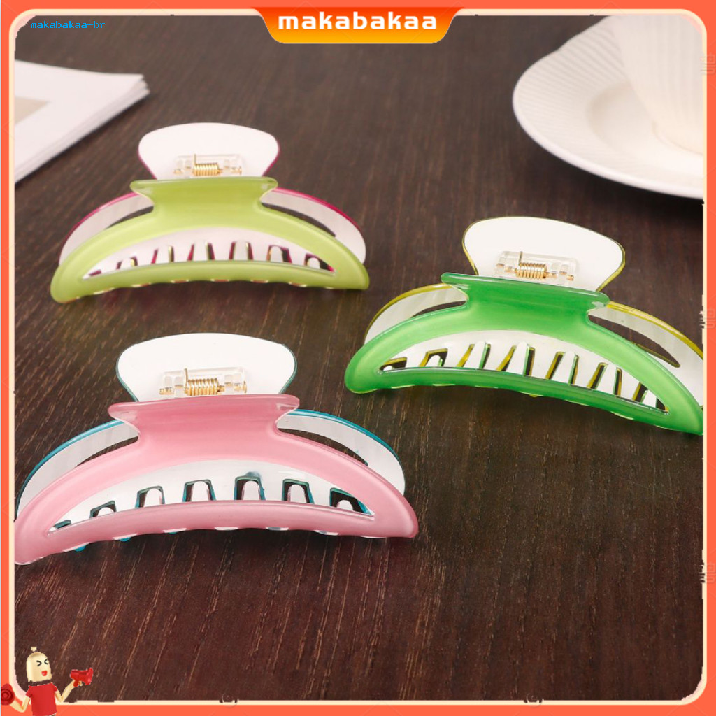 Hair Claw Clip for Women Medium Size Anti-slip Shark Jaw Contrast Color Hollow Design Versatile Back Head Shower Accesso