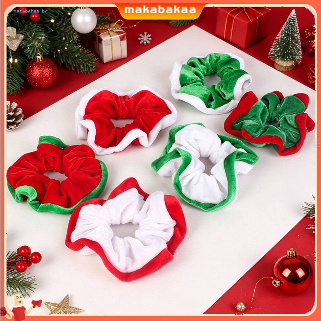 Christmas Velvet Hair Scrunchies for Women Girls – Soft Elastic Lightweight Ties Contrast Color Ponytail Holders Perfe