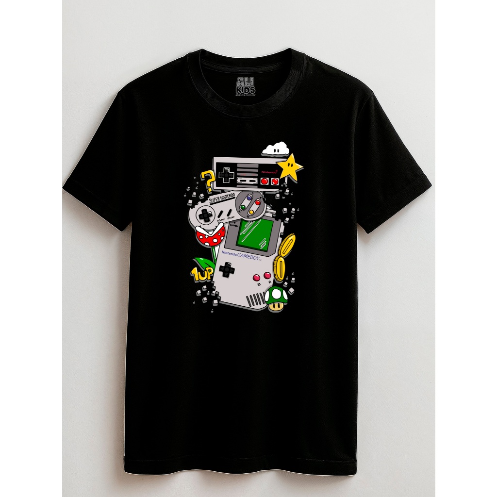Camisa Gameboy Juvenil e Infantil 2 ao 16 anos Algodão