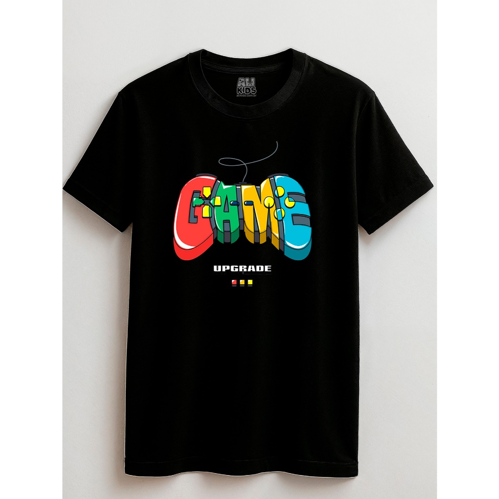 Camisa Juvenil e Infantil 2 ao 16 anos Controle Game Unissex Algodão Upgrade