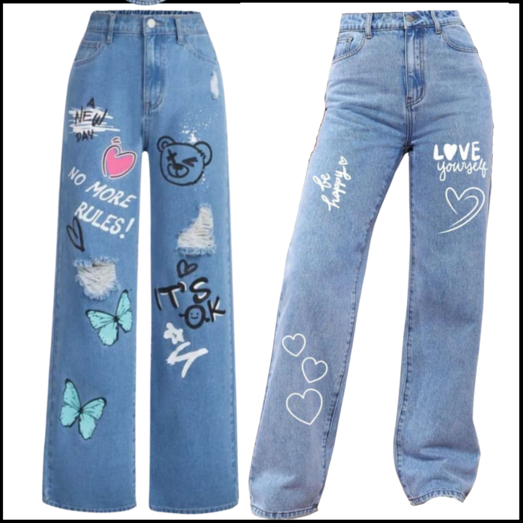 kit 2 Calça wide leg jeans pantalona infantil juvenil
