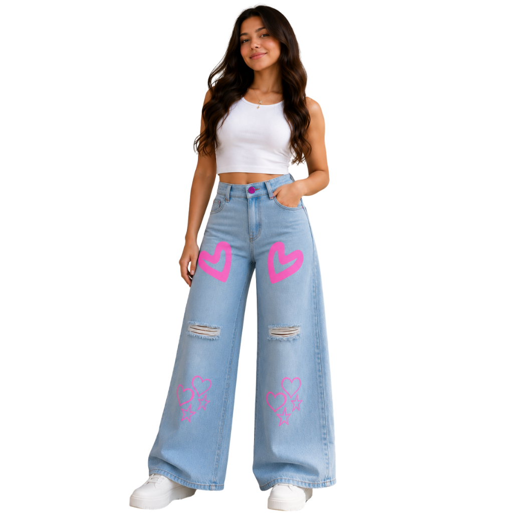 Calça Jeans Wide Leg Infantil Juvenil  Larguinha Tendência