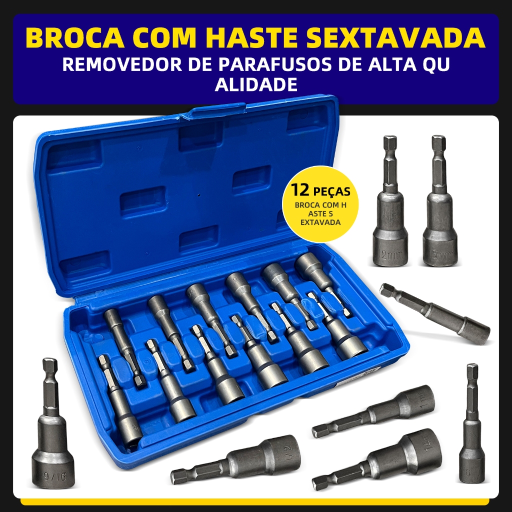 12-Piece 65mm Hex Socket Set with Strong Magnet for Impact Wrench and Electric Screwdriver