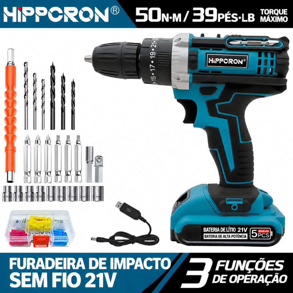 Cordless Drill 21V Impact Drill cordless  Torque 3 Mode Electric ScrewdriverDIYHomeTool Set drillset