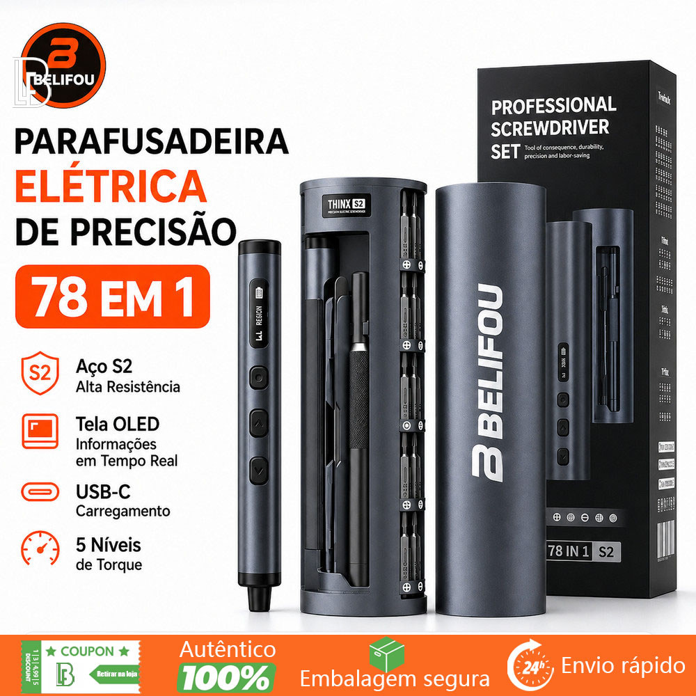 78 em 1 Rechargeable Precision Electric Screwdriver with Magnetic Tips Belifou