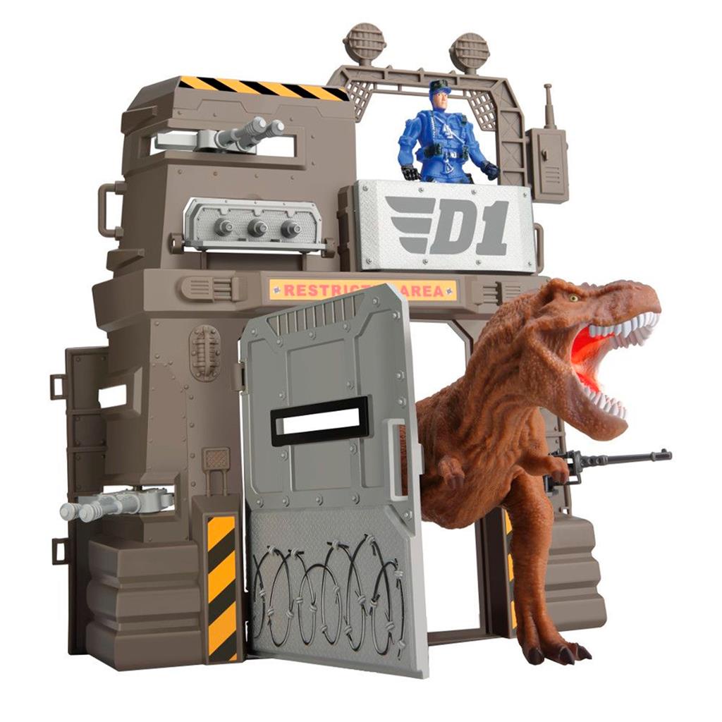 Kit Bonecos Dinossauro T-Rex Realista E Cacador Articulado Com Base Armada De Brinquedo Divertido Para Meninos Com Acessorios Special Forces - Bee Toys