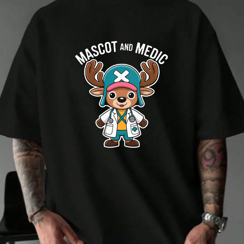 Camiseta Oversized com Estampa de Mascote e Medic Streetwear Novo