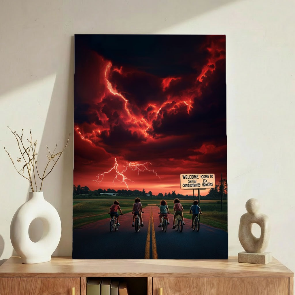 Quadro Decorativo Hawkins Stranger Things Aesthetic Sem Furar Parede