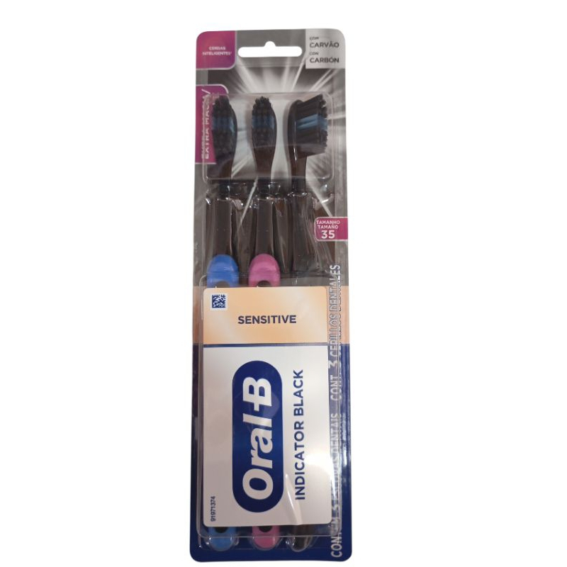 Escova Dental Oral B Indicator Black Sensitive 3 Unidades - PROMOÇÃO