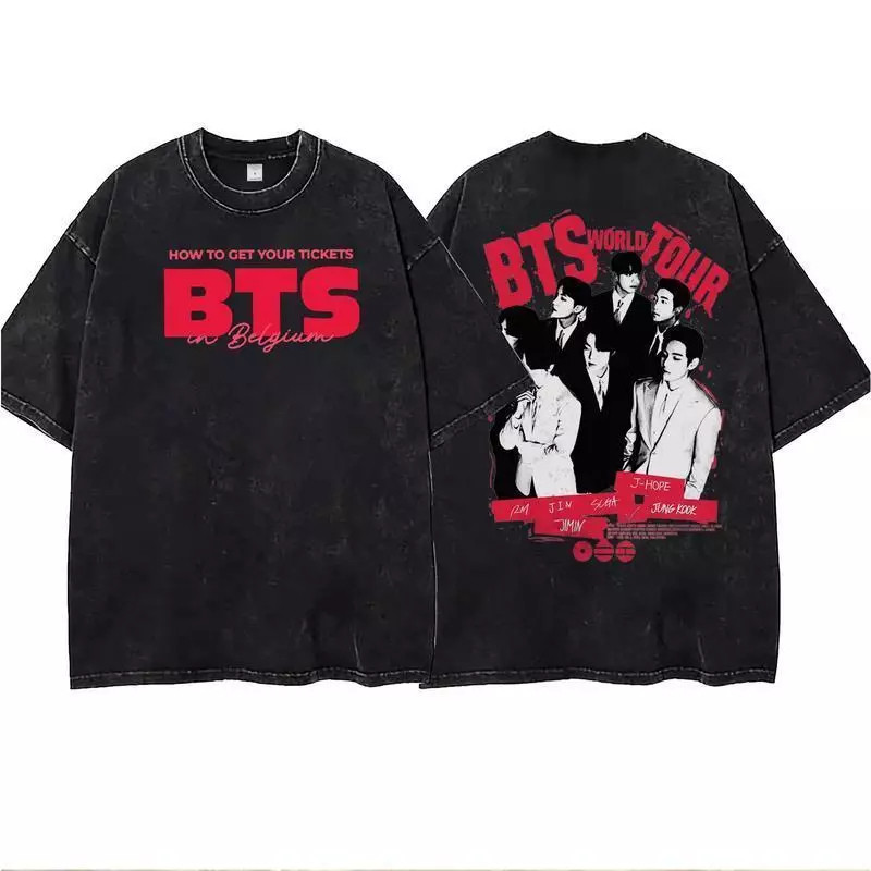 Camiseta Estonada Lavada Vintage Bts Is Back Arirang Bangtan Boys World Tour Graphic Unissex