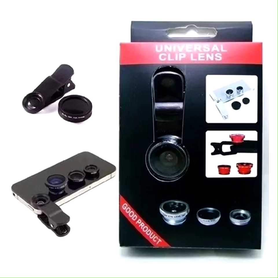 Kit Lente 3 em 1 Fisheye + Wide + Macro iPhone 4 5s 5c 6 6s CELULARES ANDROID IOS