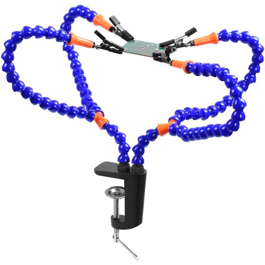 Soldering Helping Hands Clamp, NOEVSBIG 4 Soldering Arms with Adjustable Vise Clip, PCB Third Hand Holder for Electronic