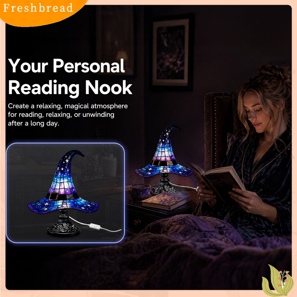 Witch Hat Table Lamp Usb Led Night Light Resin Gothic Halloween Decor for Bedroom Living Room Shelf Powered Bedside Perf