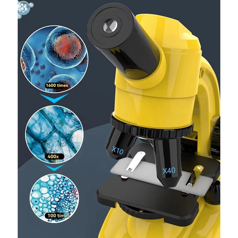 Microscope Kit Laboratory Biological High-Power Microscope Toy For Children's Home School Science Experiment Gifts