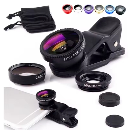 Kit Fish Eye Lentes 3 em 1 Wide Macro Olho de Peixe