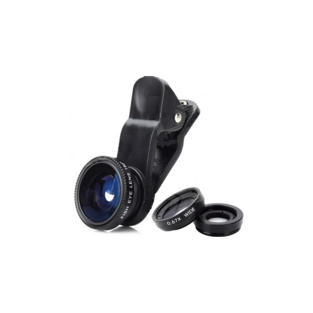 KIT LENTE 3 EM 1 MACRO WIDE FISH EYE OLHO DE PEIXE CELULAR