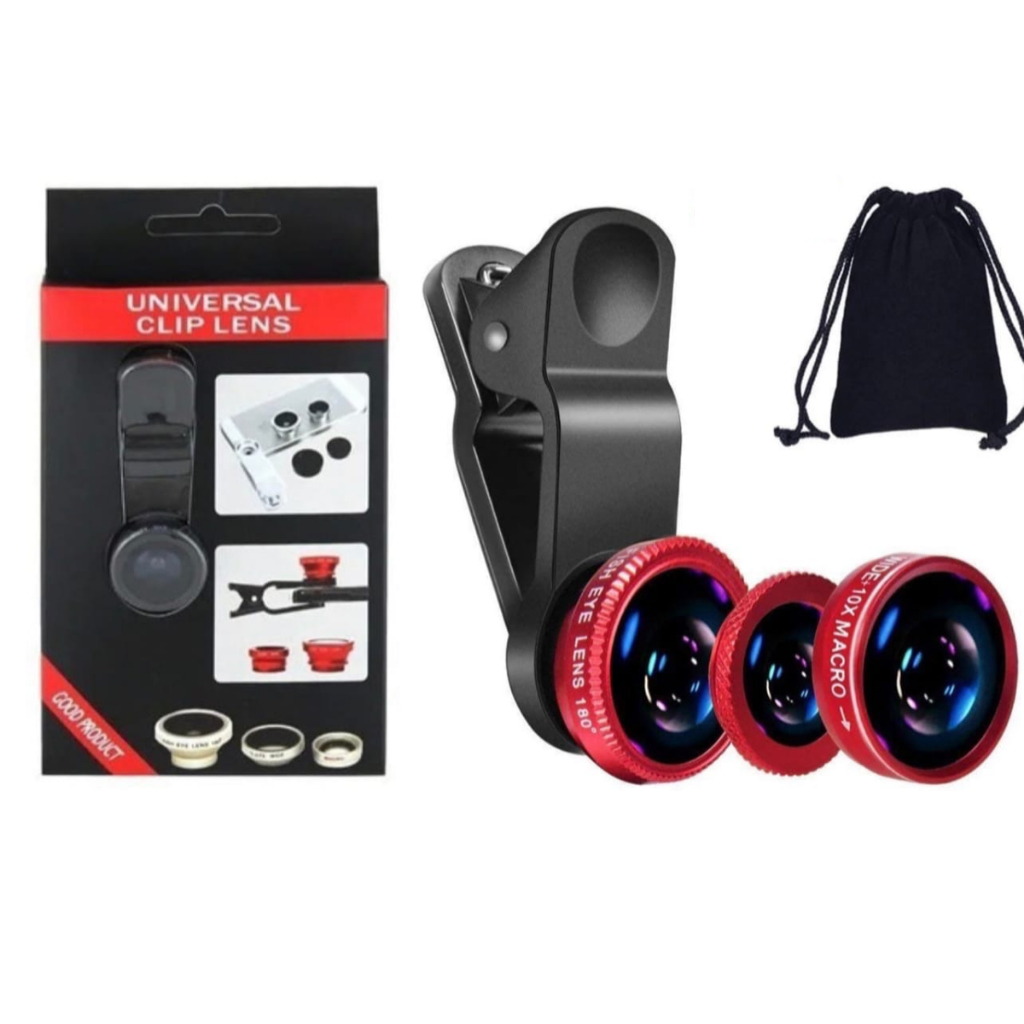 Kit Lentes Olho Peixe Fish Smartphone Celular Eye Macro Wide Fotos Zoom 360 Imagens Universal selfie