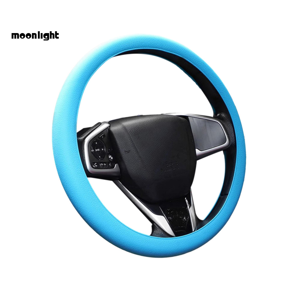 Universal Car Steering Wheel Cover Anti-slip Soft Silicone Leather Texture Sun Protection Scratch Resistant Comfortable