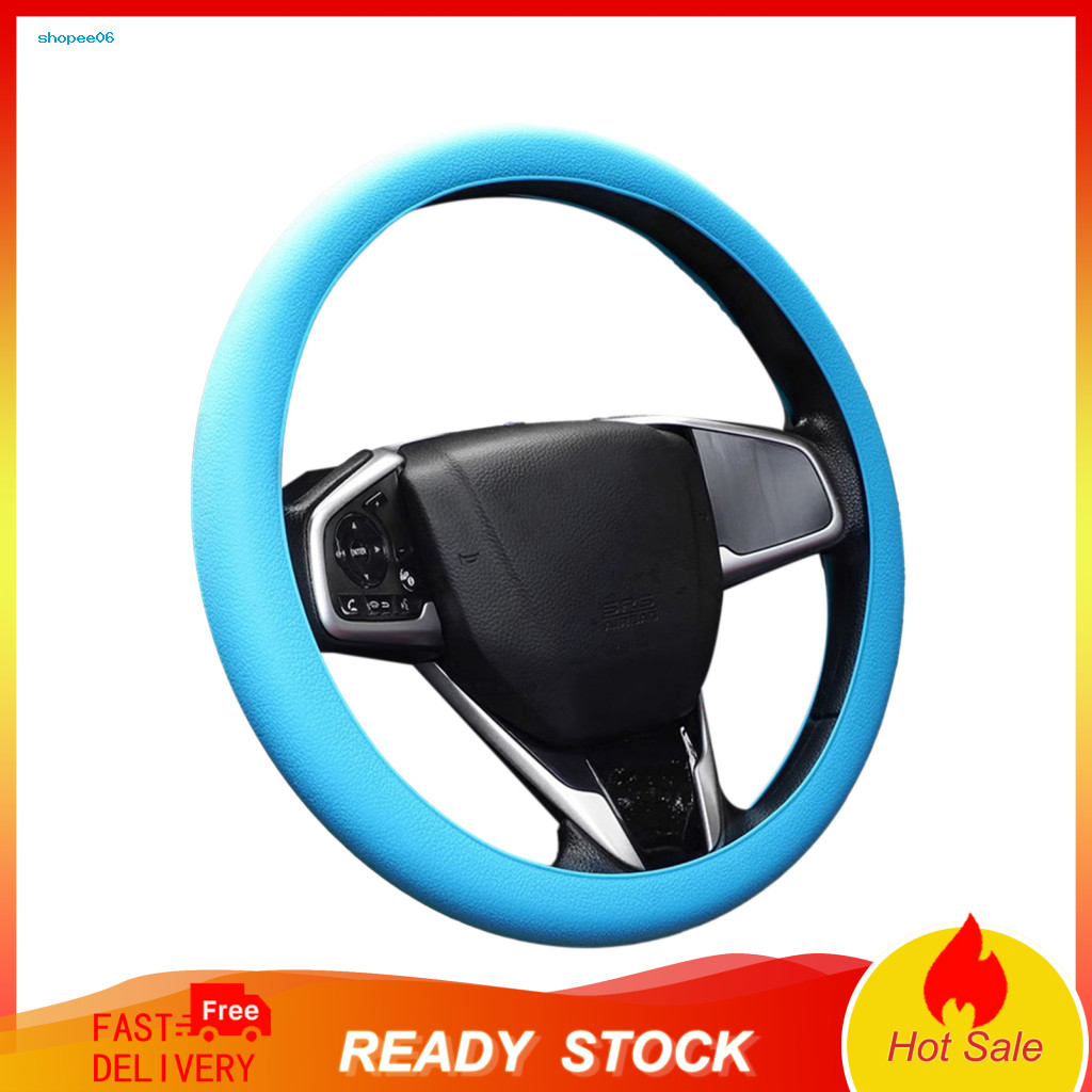 Steering Wheel Cover for Long-distance Driving Sweat-proof Universal Car Anti-slip Soft Silicone Leather Texture Sun for