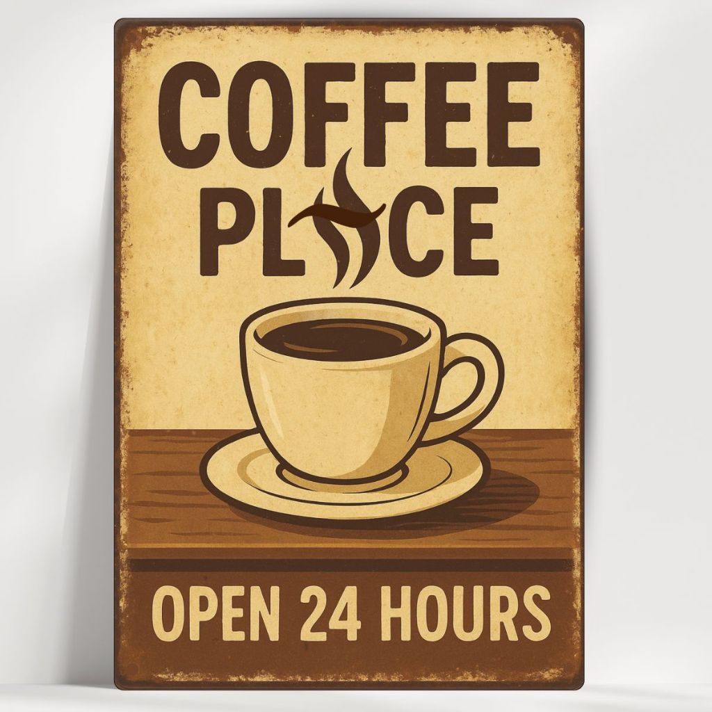 Quadro Decorativo Cantinho do Café Vintage - Coffee Place - Em MDF - com fita - Envio Imediato