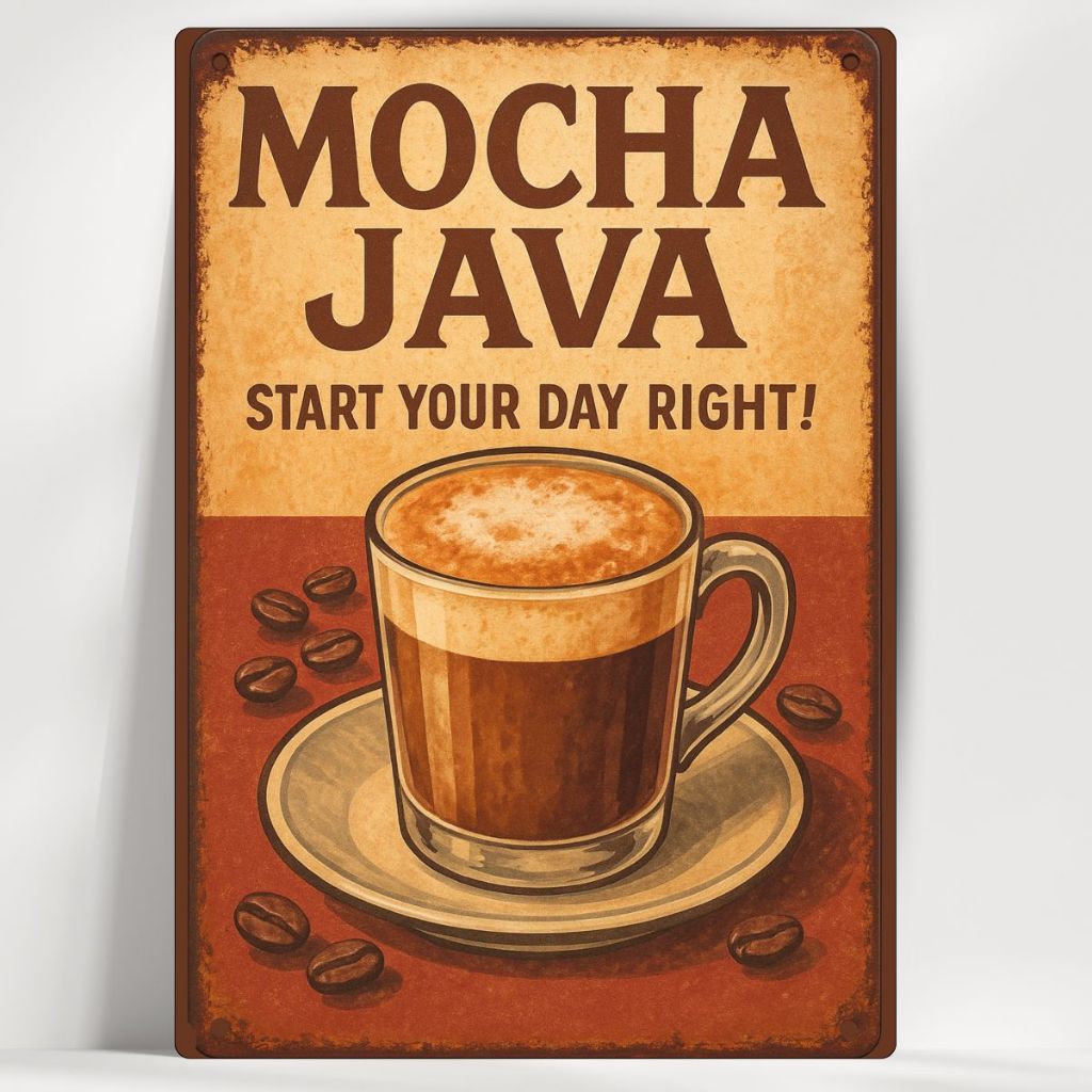 Quadro Decorativo Cantinho do Café Vintage - Mocha Java - Em MDF - com fita - Envio Imediato