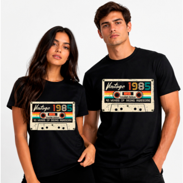 Camiseta Unissex 100% Algodão. Fita Vintage 1985. P ao GG